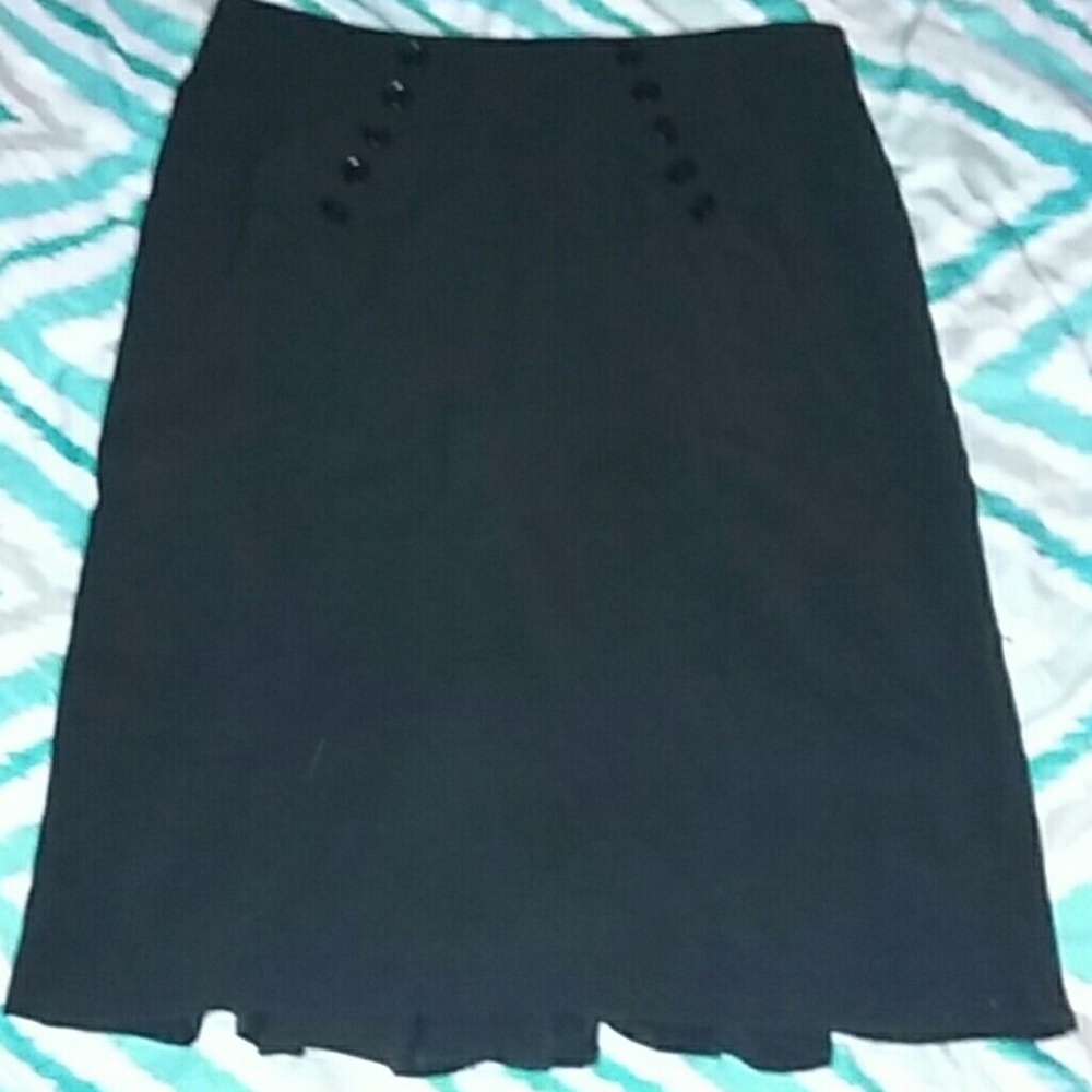 Black Pencil Skirt with Buttons